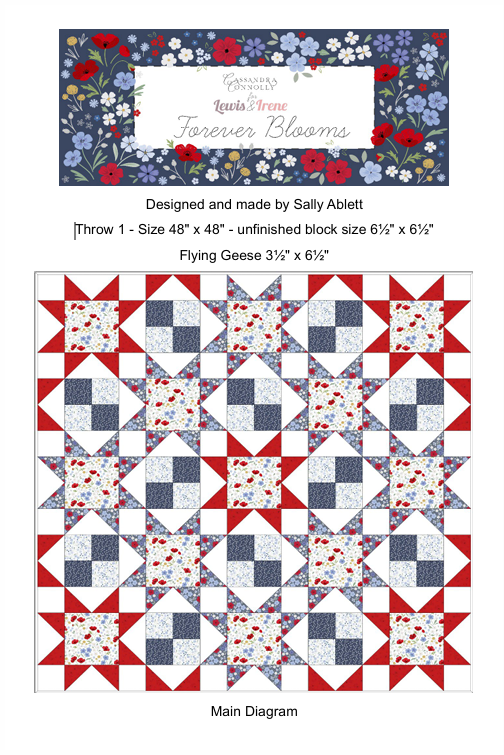 Forever Blooms Quilt Throw 1 designed by Sally Ablett - Lewis & Irene Size 48 x 48"