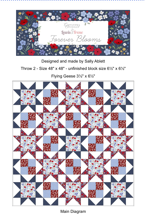 Forever Blooms Quilt Throw 2 designed by Sally Ablett - Lewis & Irene Size 48 x 48"