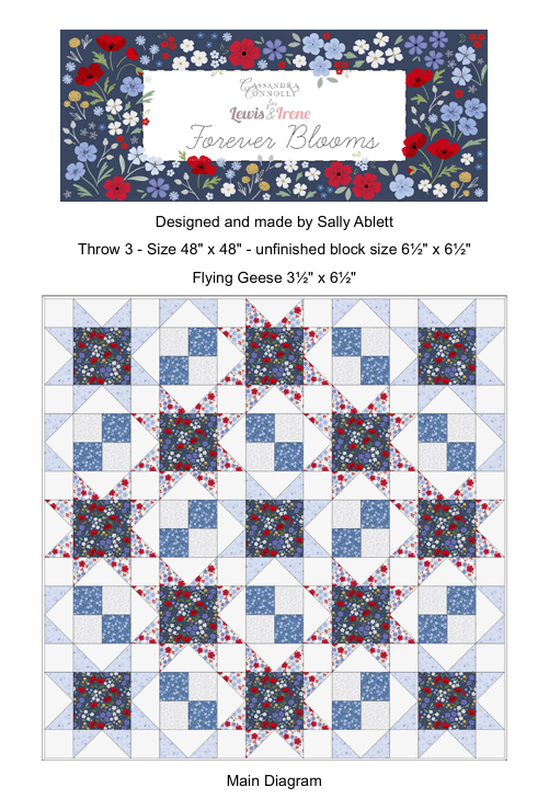 Forever Blooms Quilt Throw 3 designed by Sally Ablett - Lewis & Irene Size 48 x 48"
