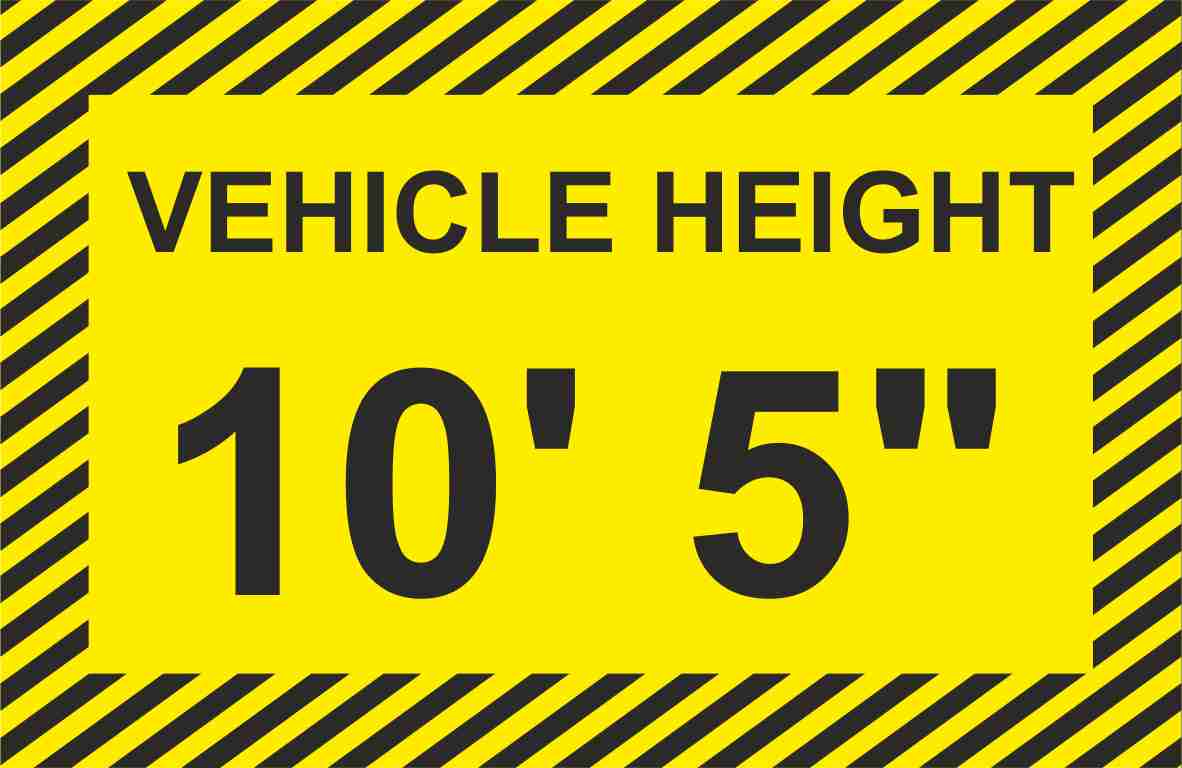 Commercial Vehicle Height Signs to place inside the cab of Commercial vehicles. White Vinyl or Transparent background & Laminated. Size 10 X 6.5 cm