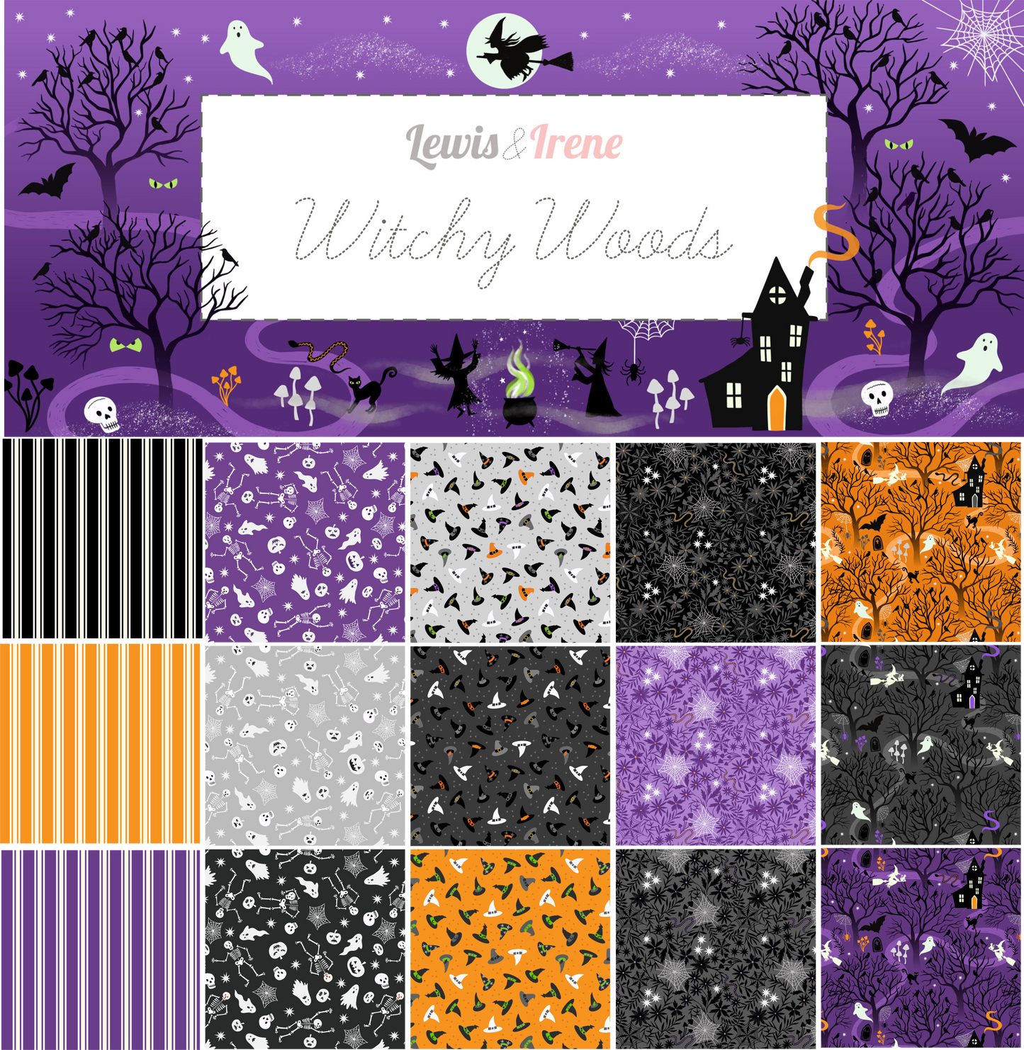 Witchy Woods double edge border (glow in the dark) - Witchy Woods Collection by Lewis & Irene