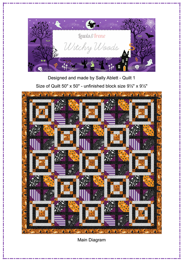 Witchy Woods Quilt Throw 1 designed by Sally Ablett - Lewis & Irene Size 50" x 50"