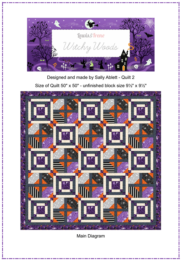 Witchy Woods Quilt Throw 2 designed by Sally Ablett - Lewis & Irene Size 50" x 50"