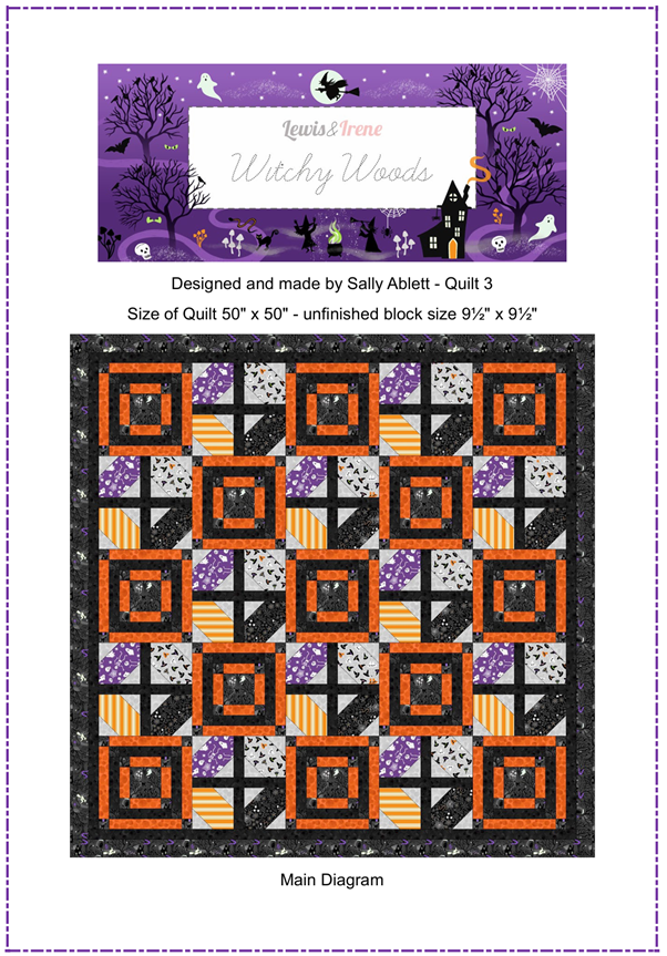 Witchy Woods Quilt Kit Throw 3 designed by Sally Ablett - Lewis & Irene Size 50" x 50"