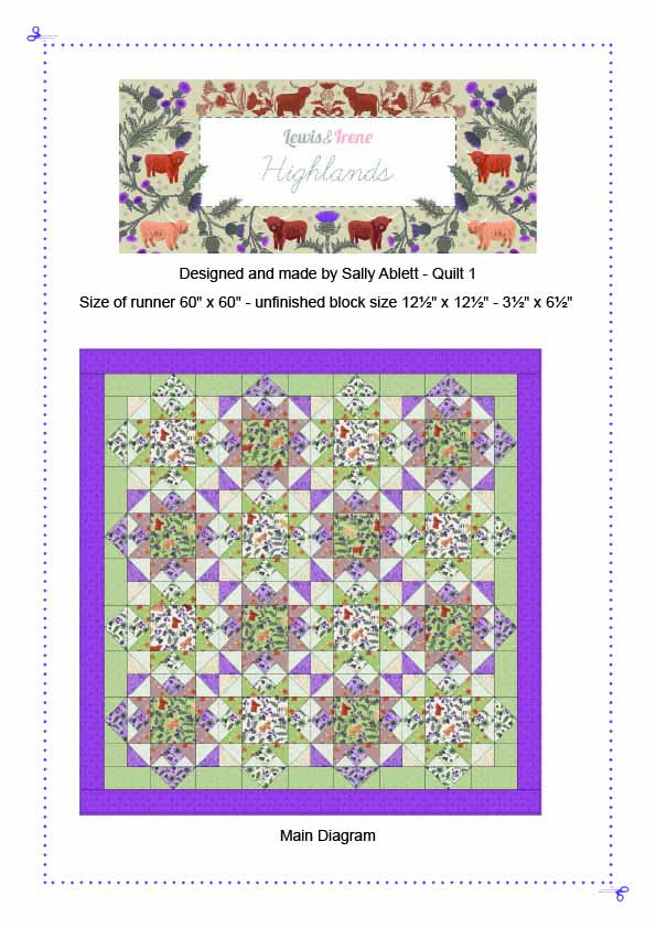 Highlands Quilt Top Kit 1 designed by Sally Ablett - Lewis & Irene 60 x 60 inch