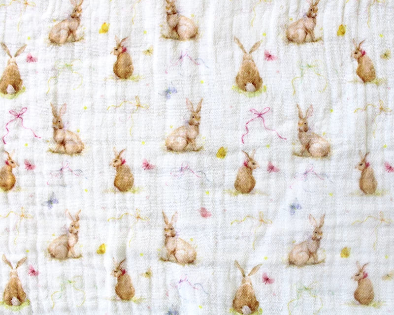 Bunny Double Gauze by Little Johnny Fabrics - 100% Cotton.