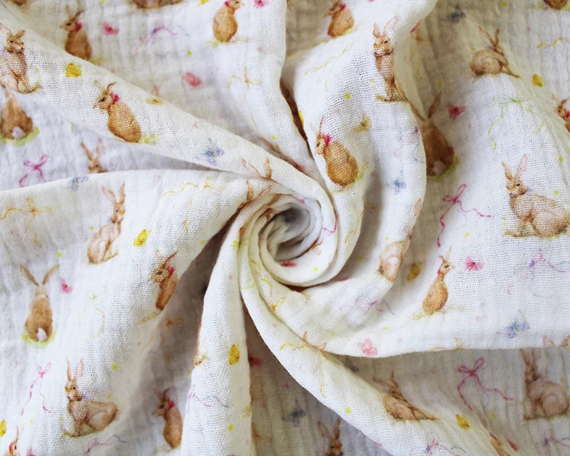 Bunny Double Gauze by Little Johnny Fabrics - 100% Cotton.