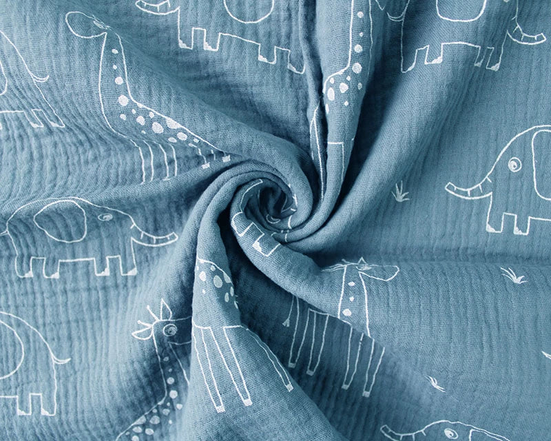 Giraffe and Elephant Prints Double Gauze by Little Johnny Fabrics - 100% Cotton