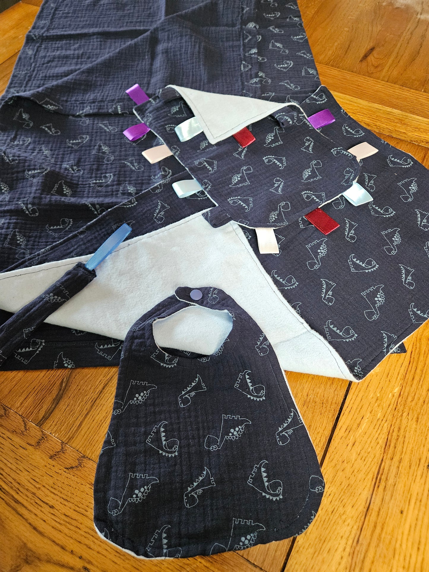 New Mum Gift Box - New-Born Kit with a swaddle, Burp Cloths, Bib, Soother Holder, and Bag