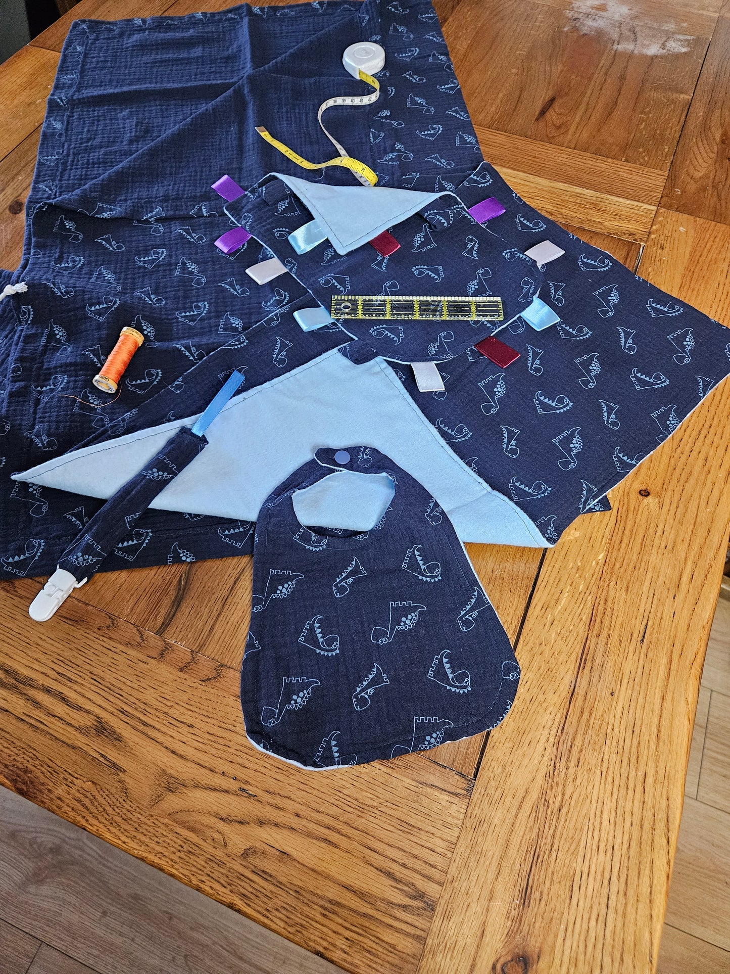 New Mum Gift Box - New-Born Kit with a swaddle, Burp Cloths, Bib, Soother Holder, and Bag