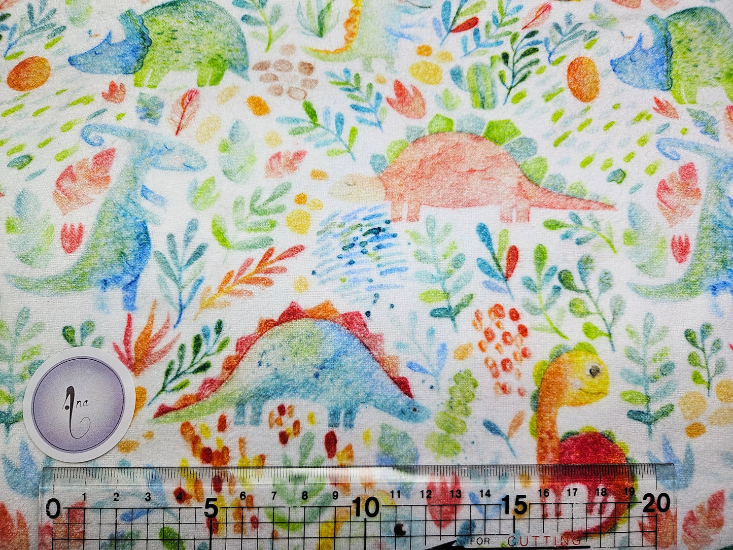 Colourful Dino - Brushed Cotton - Digital Prints by John Louden - Rose & Hubble