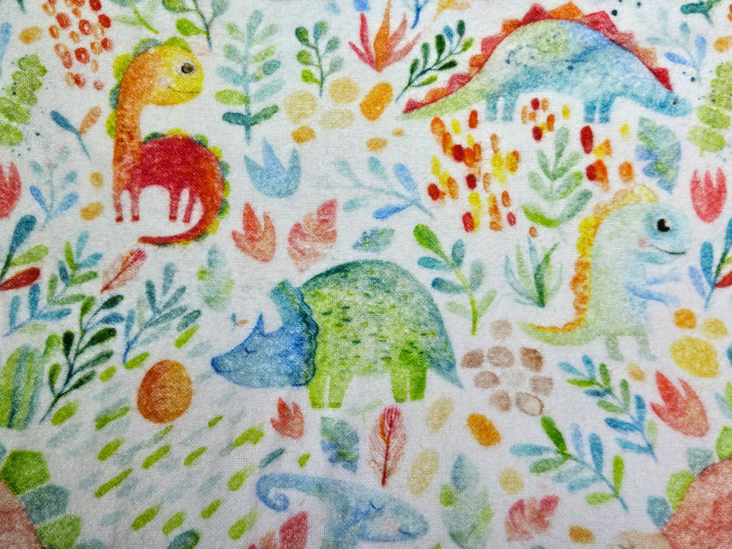 Colourful Dino - Brushed Cotton - Digital Prints by John Louden - Rose & Hubble