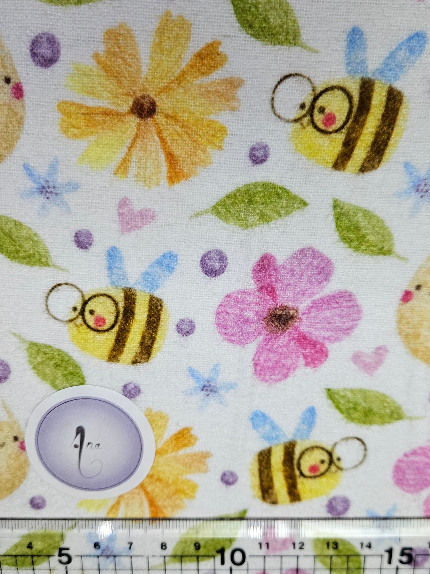 Bees & Snail - Brushed Cotton - Digital Prints - by John Louden - Rose & Hubble