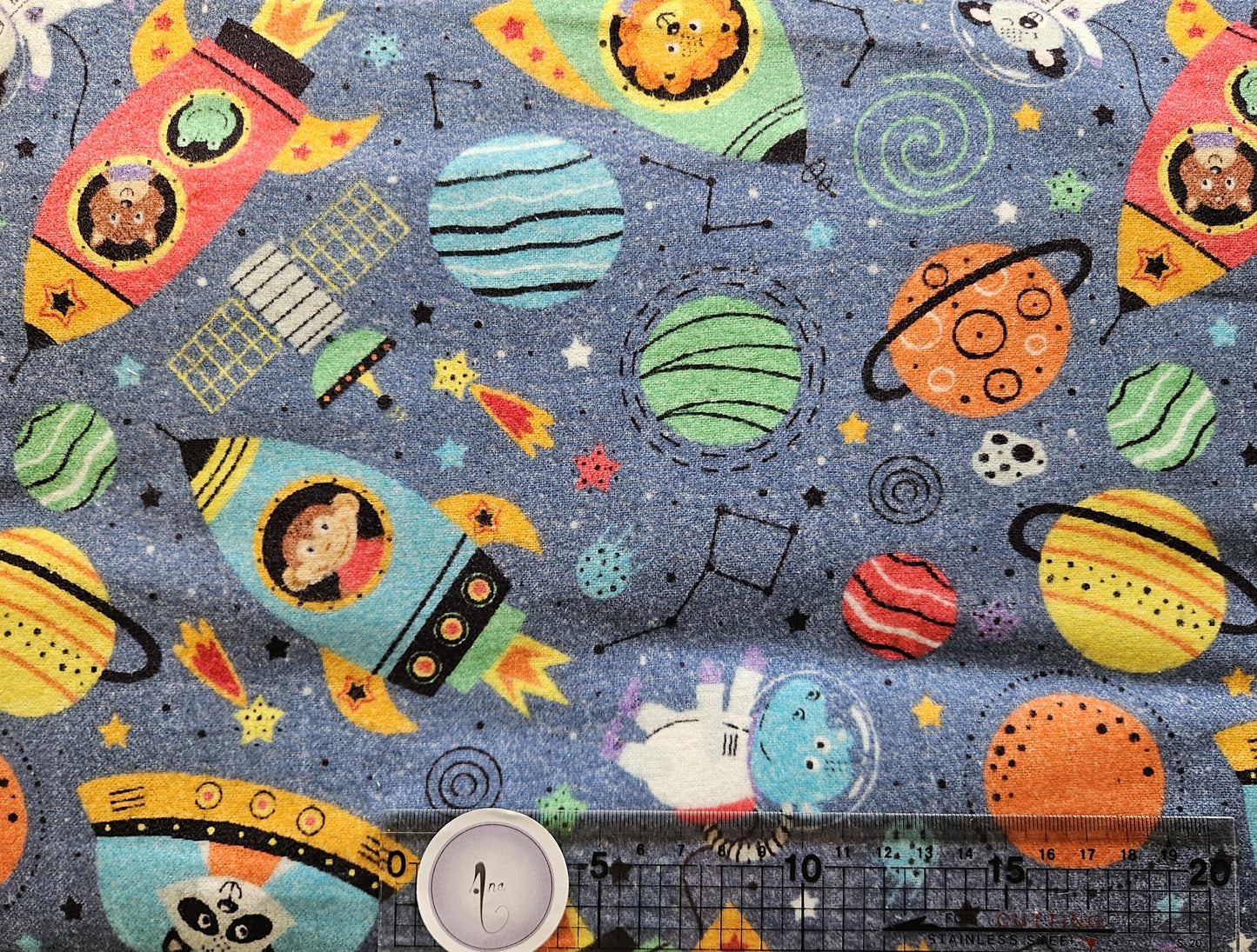 Animals in Rockets Spaceships - Brushed Cotton - Digital Prints by John Louden - Rose & Hubble