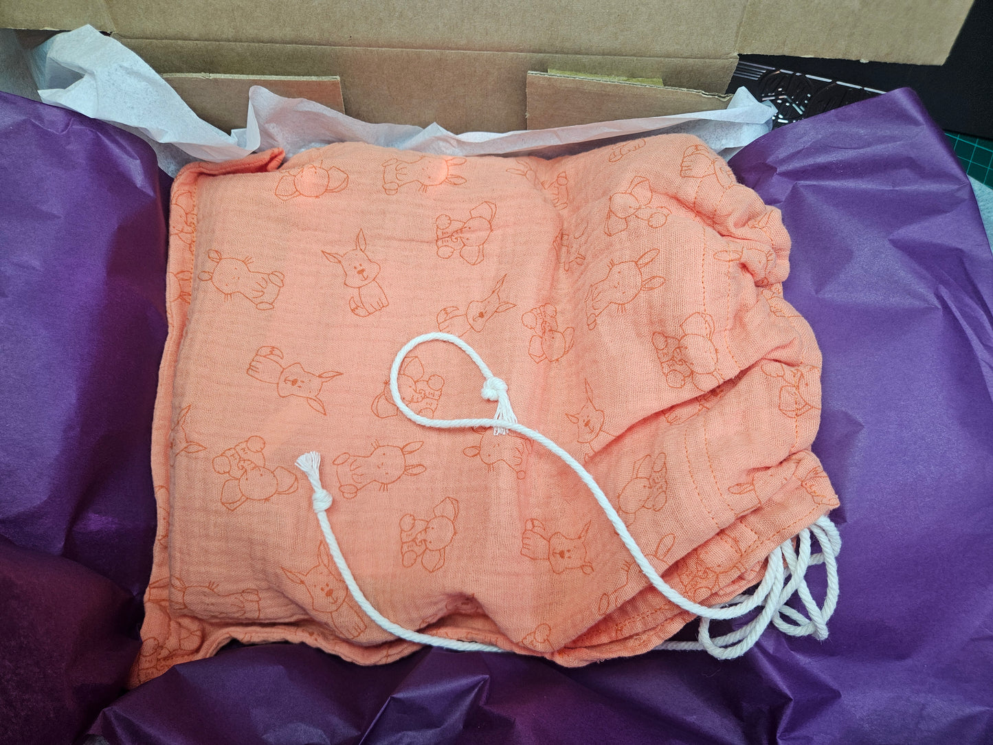 New Mum Gift Box - New-Born Kit with a swaddle, Burp Cloths, Bib, Soother Holder, and Bag