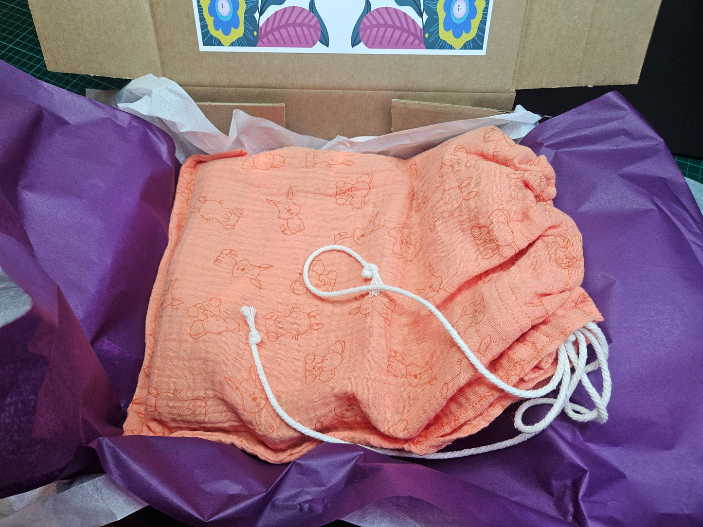 New Mum Gift Box - New-Born Kit with a swaddle, Burp Cloths, Bib, Soother Holder, and Bag