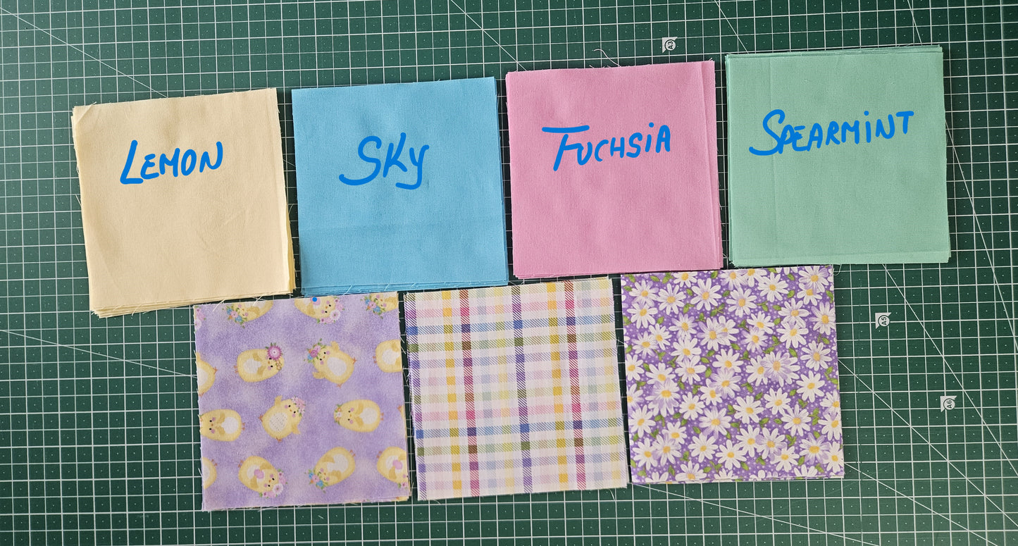 Pre-Cuts Kits for a Blanket / Throw / Quilt. Top quilt or Full Kit.  Chicks and daisies on print fabrics for the baby, toddler, adults, camping.