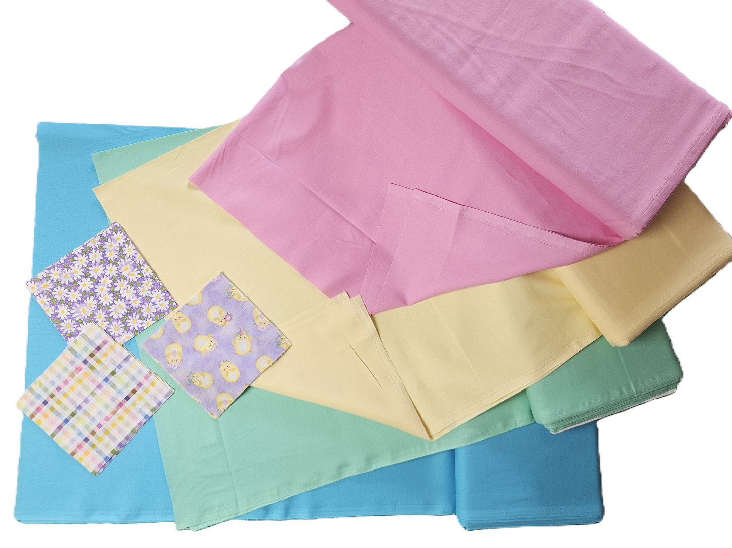 Pre-Cuts Kits for a Blanket / Throw / Quilt. Top quilt or Full Kit.  Chicks and daisies on print fabrics for the baby, toddler, adults, camping.