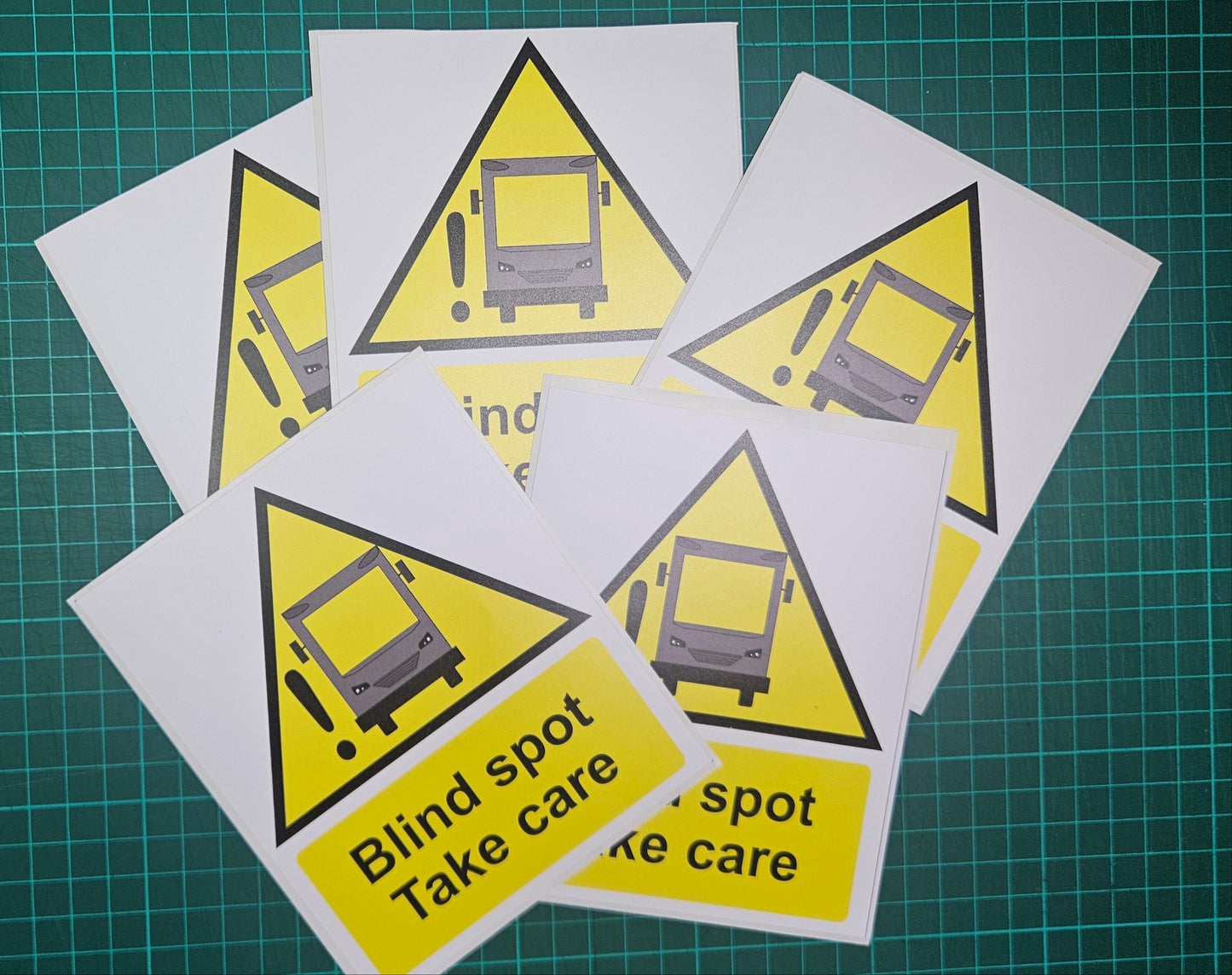 Blind Spot Signs on White Vinyl for Bumpers of vehicles 11 x 14 cm (4.5 x 5.75 inch)