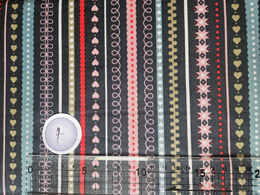 Gingerbread Festive Stripes on Dark - Christmas Fabrics collection by Lewis & Irene