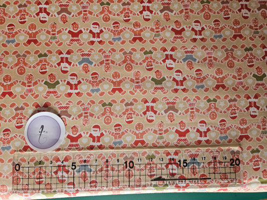 Gingerbread People on Butterscotch - Christmas Fabrics collection by Lewis & Irene