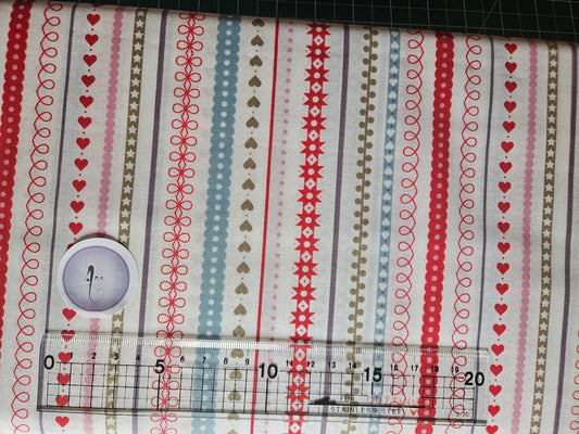 Gingerbread Festive Stripes on Cream - Christmas Fabrics collection by Lewis & Irene