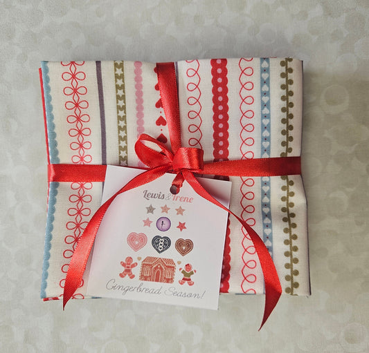 Fat Quarter Bundle A - 5 pieces  - Gingerbread Season Collection by Lewis & Irene