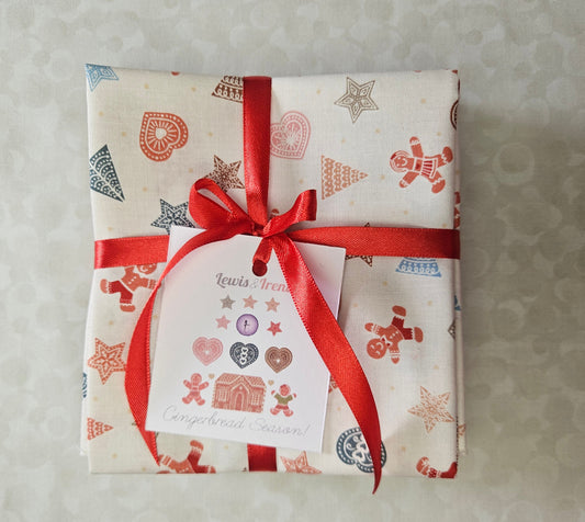 Fat Quarter Bundle B - 5 pieces  - Gingerbread Season Collection by Lewis & Irene