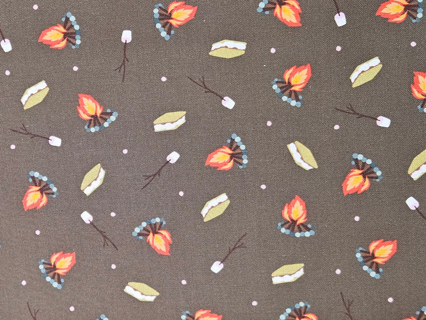 Small Things - Snuggle Season - Campfire mallows on chocolate by Lewis & Irene - by Length & Fat Quarters