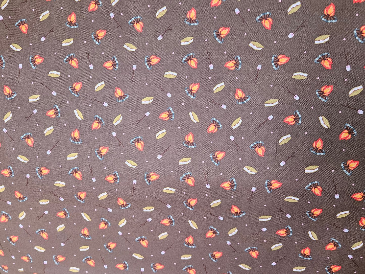 Small Things - Snuggle Season - Campfire mallows on chocolate by Lewis & Irene - by Length & Fat Quarters