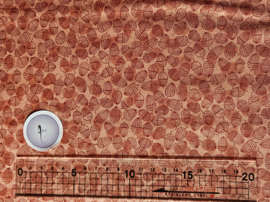 Snuggle Season Cotton - Acorns on blush by Lewis & Irene - Fabrics by Length & Fat Quarters