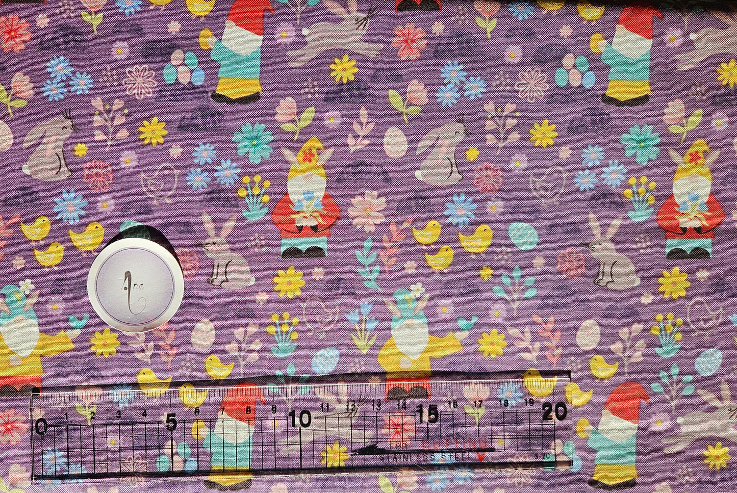 Spring Treats  - Spring gnomes on dark by Lewis & Irene - by Length & Fat Quarter