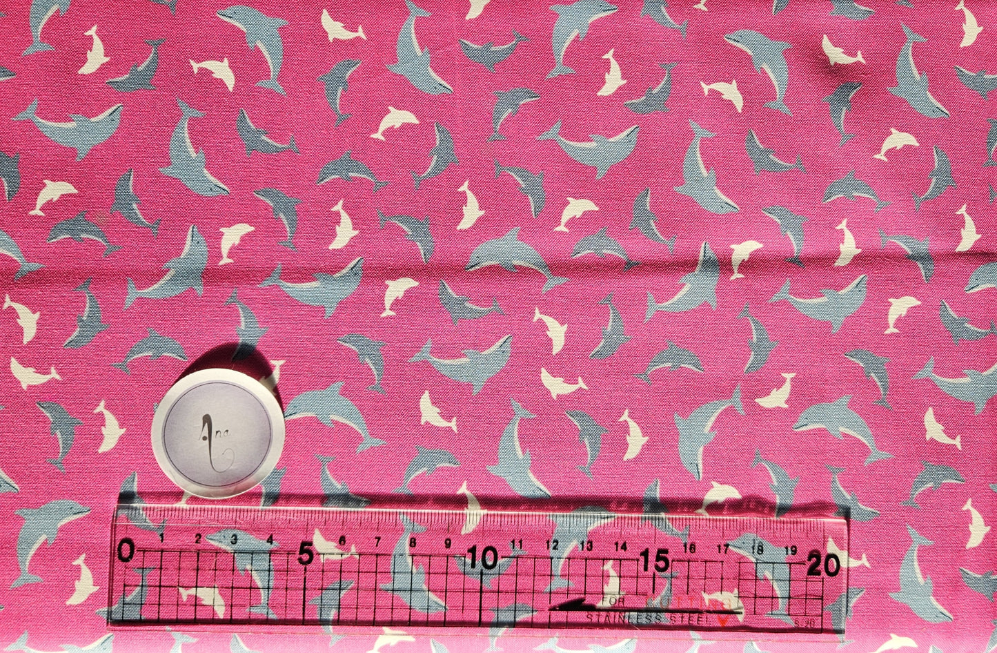 Dolphins on Pink - Glow in the dark. Ocean Glow collection by Lewis & Irene - by the length & Fat Quarter