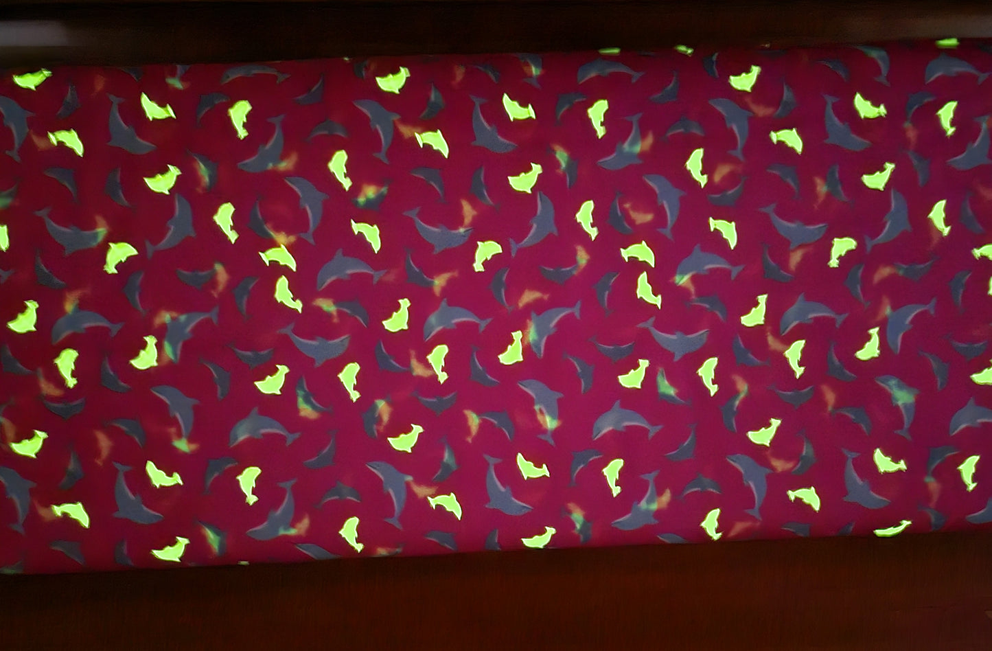 Dolphins on Pink - Glow in the dark. Ocean Glow collection by Lewis & Irene - by the length & Fat Quarter