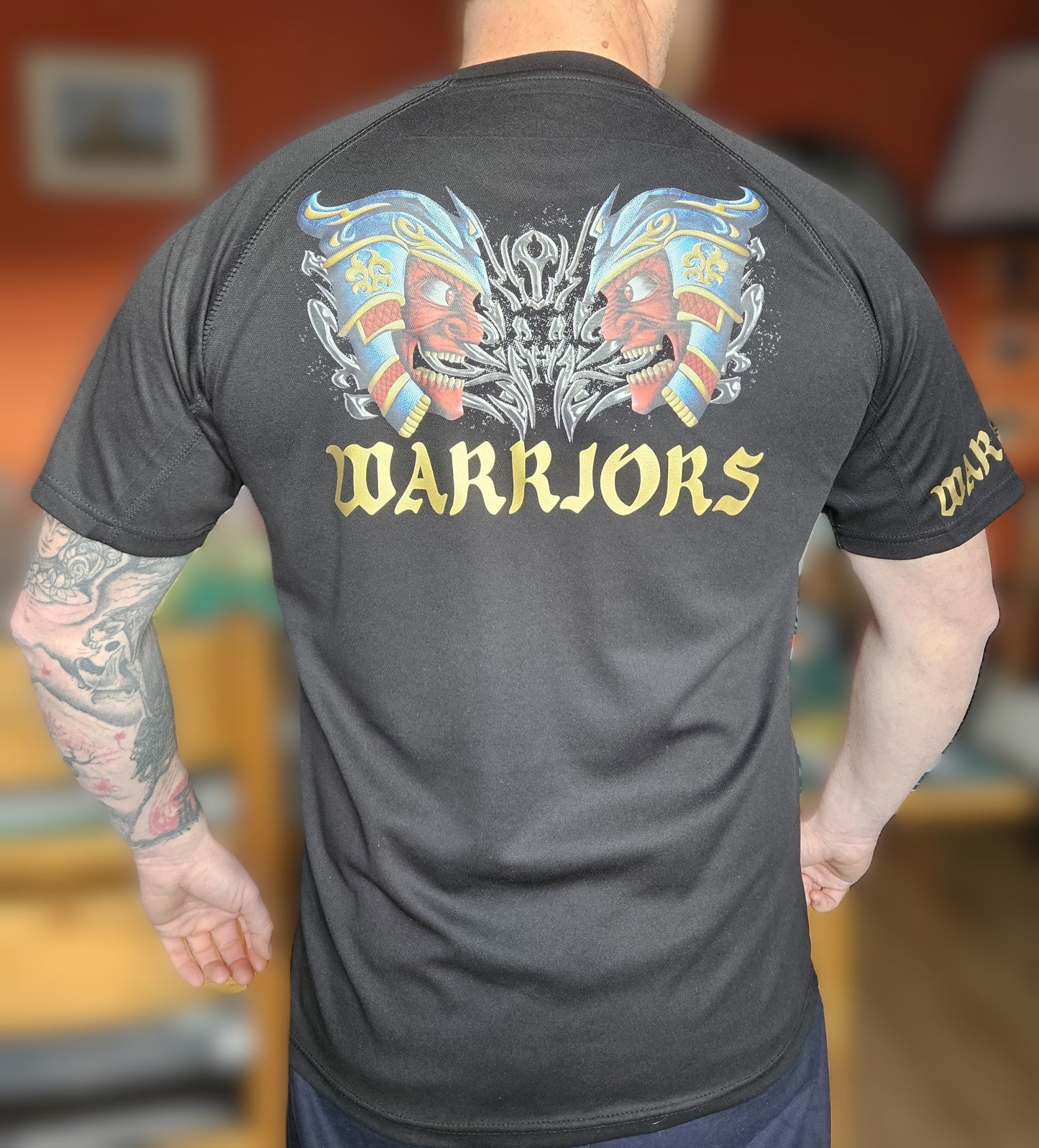 Samurai Warriors Graphic on Black T-Shirt. High quality Sport Aircool Tees