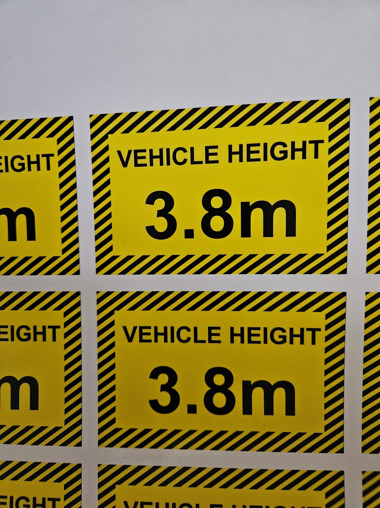 Commercial Vehicle Height Signs to place inside the cab of Commercial vehicles. White Vinyl or Transparent background & Laminated. Size 10 X 6.5 cm