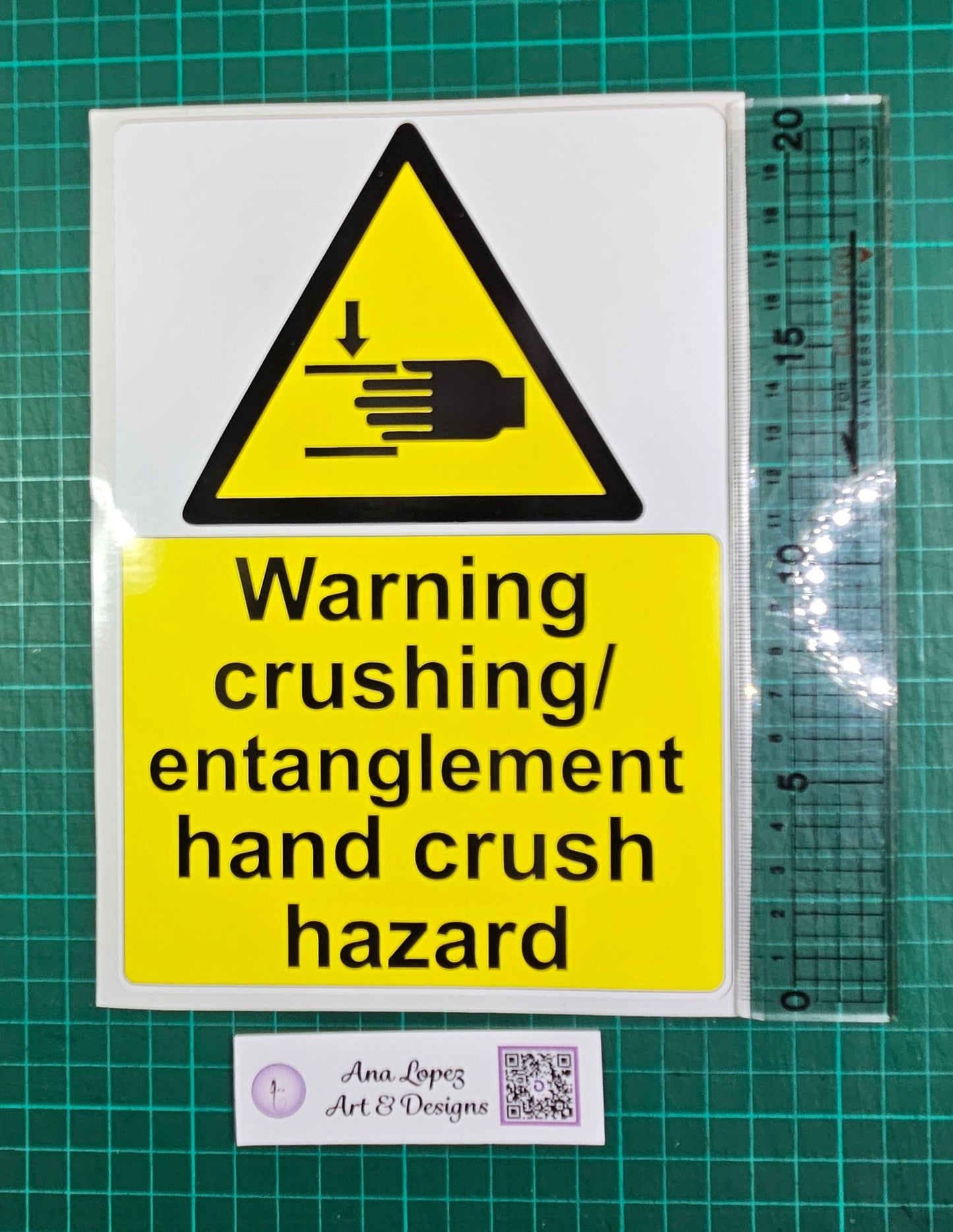 Warning crushing / entanglement hand crush hazard Sign Stickers for Bumpers of vehicles, 2 sizes