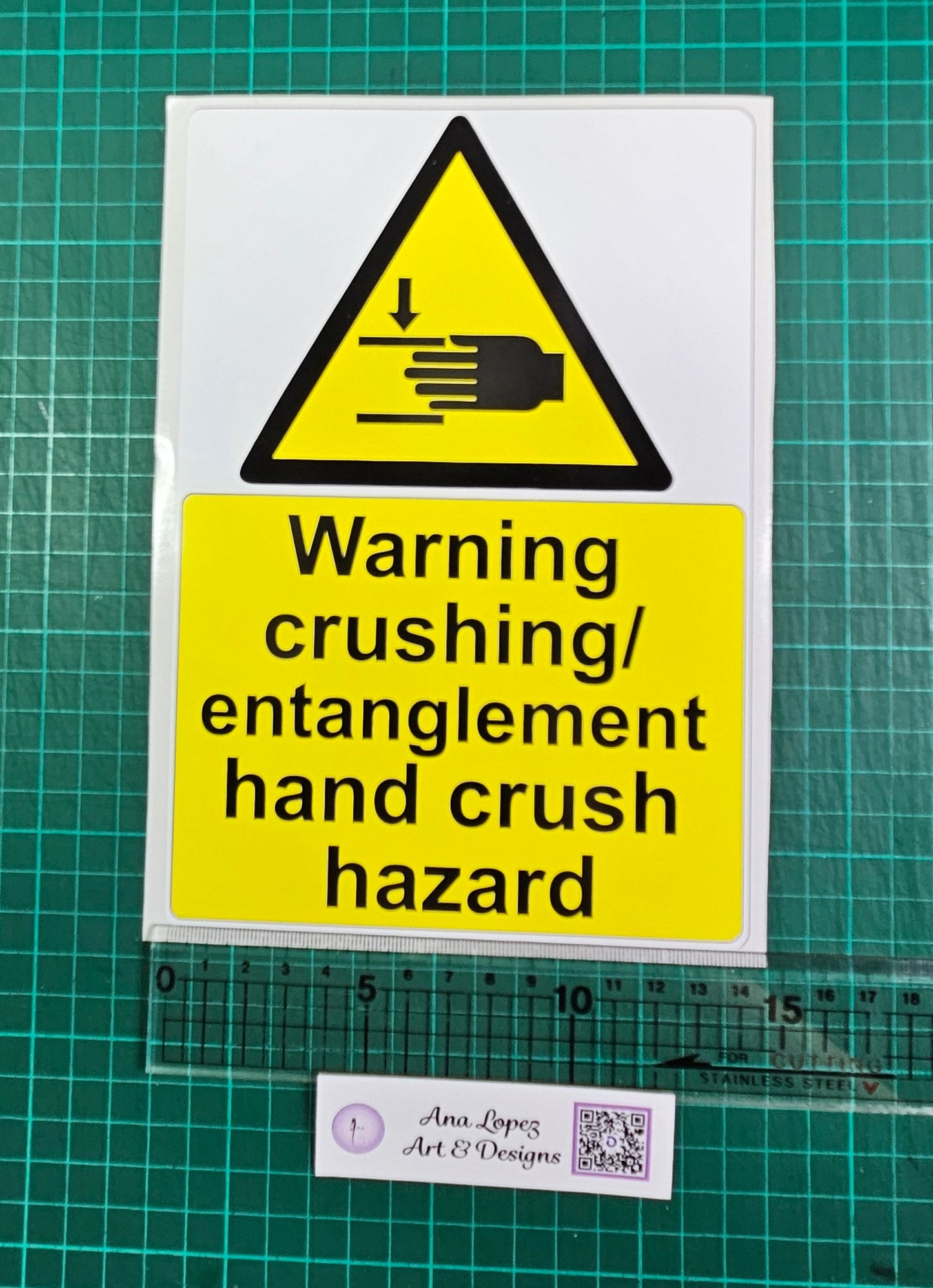 Warning crushing / entanglement hand crush hazard Sign Stickers for Bumpers of vehicles, 2 sizes