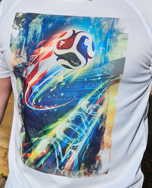 World Cup Football 2026 Graphic on White T-Shirt. High quality Sport Aircool Tees
