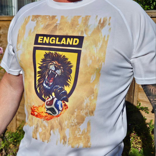 England World Cup Football 2026 Graphic on White T-Shirt. High quality Sport Aircool Tees
