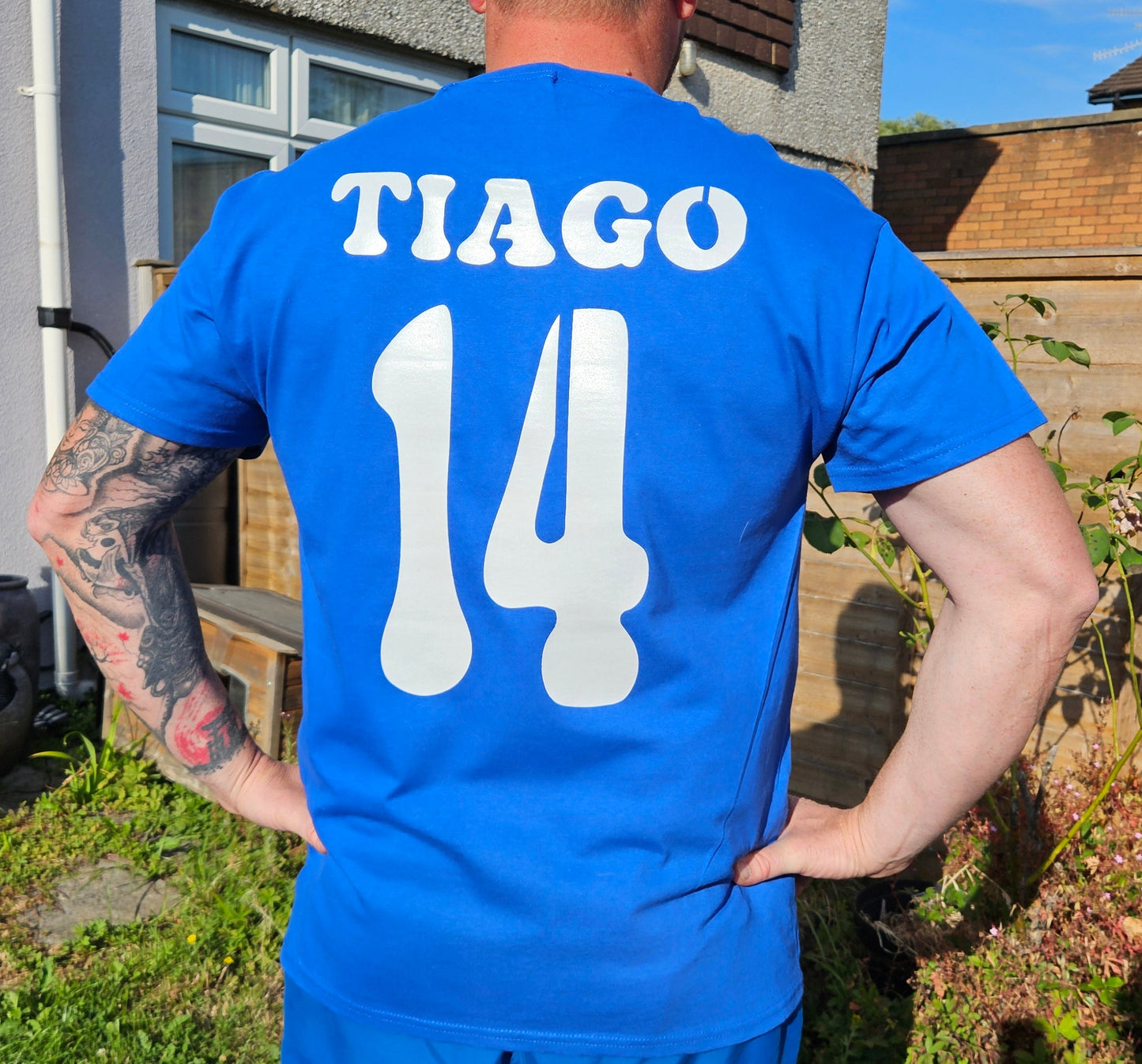 England Football T-Shirts for Adults & Youth in Royal Blue Personalised. Glowing in the dark vinyl