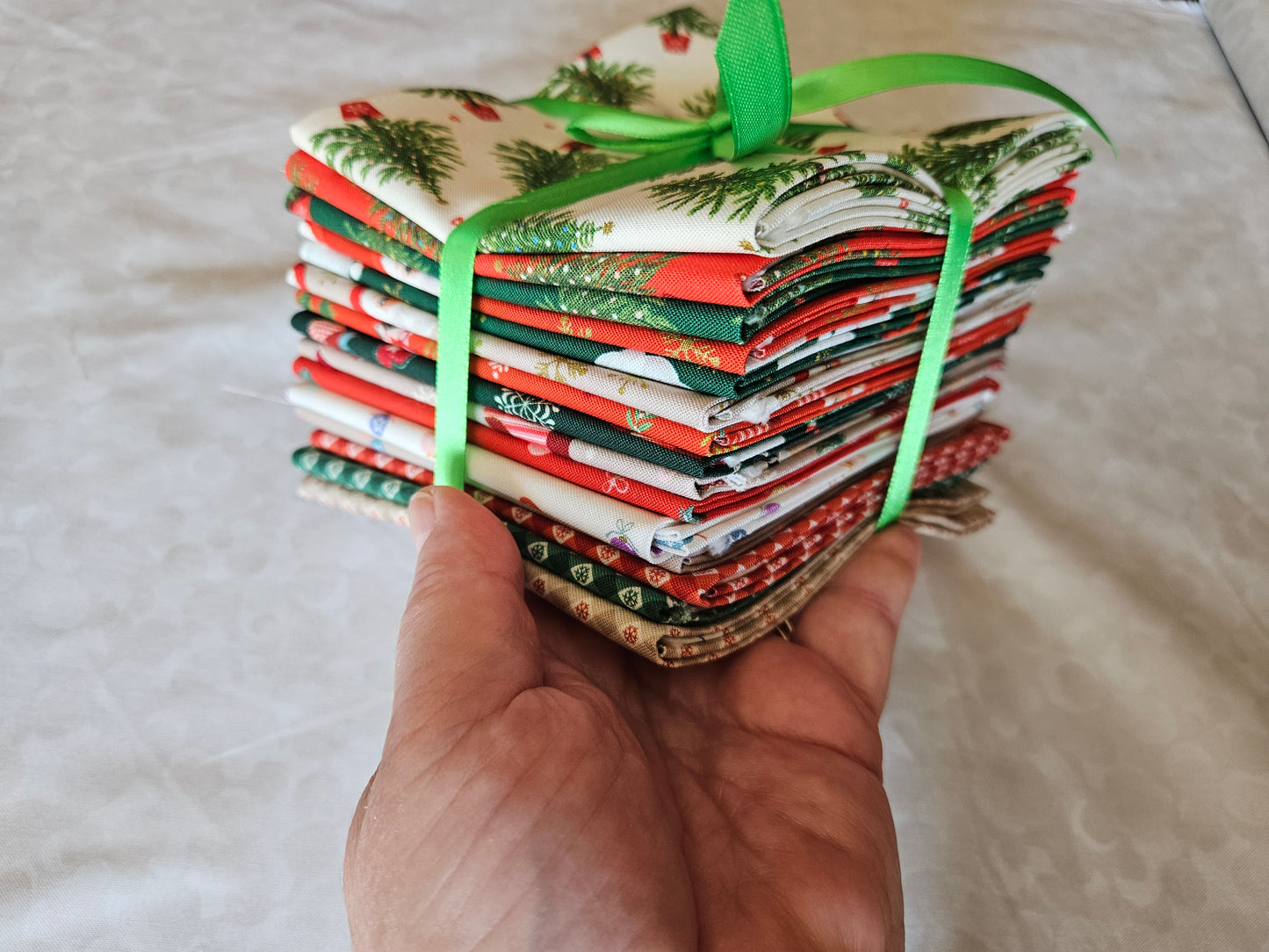 Fat Quarter Bundle Oh Christmas Tree (with gold metallic) Fabric collection by Lewis & Irene