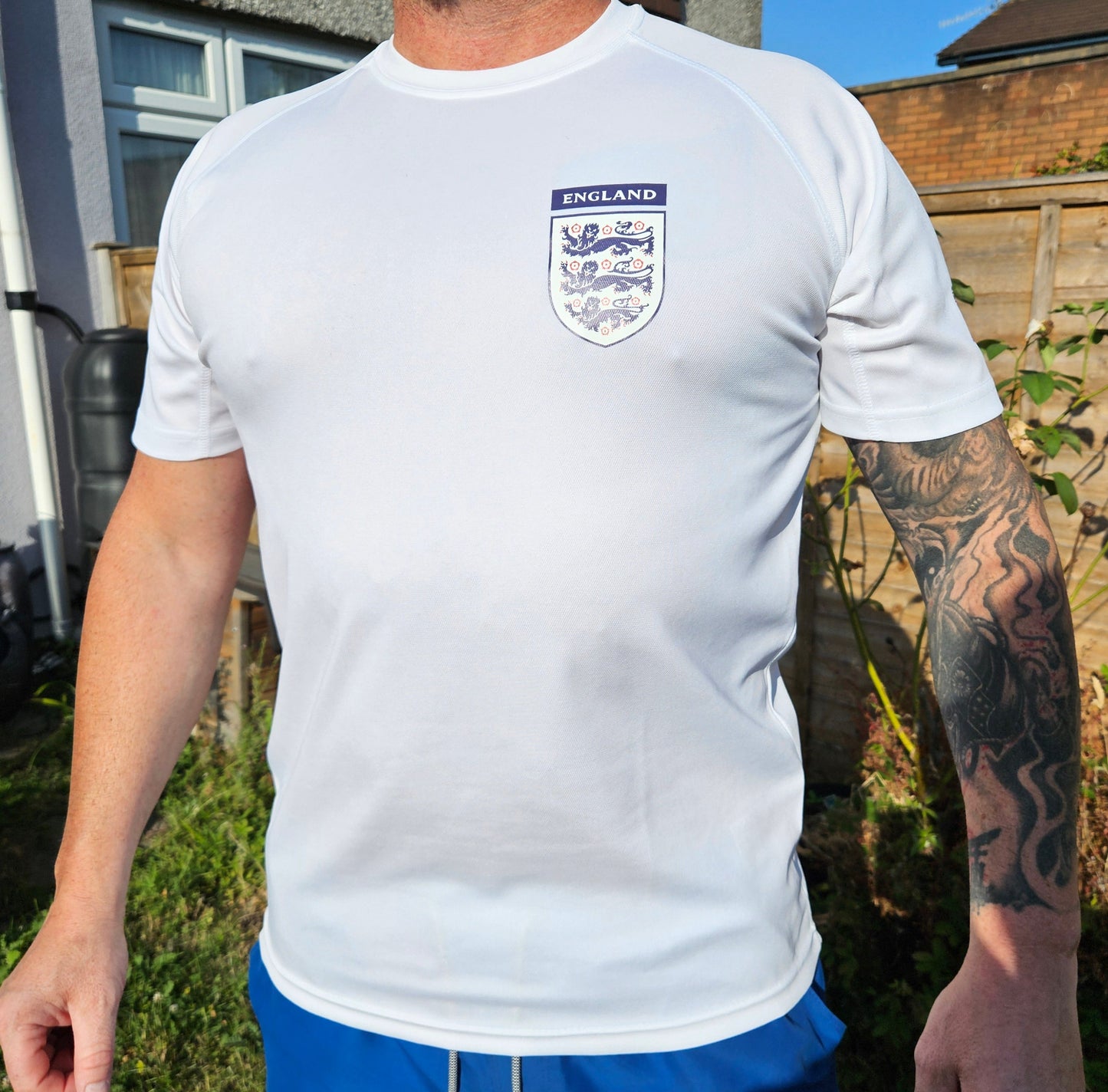 England Football  Graphic on White T-Shirt. High quality Sport Aircool Tees