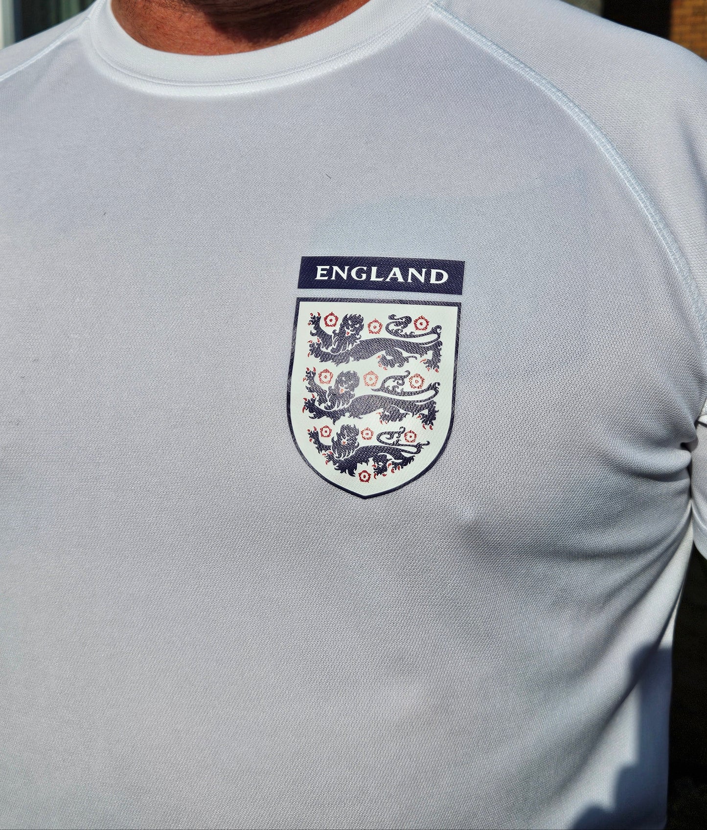 England Football  Graphic on White T-Shirt. High quality Sport Aircool Tees
