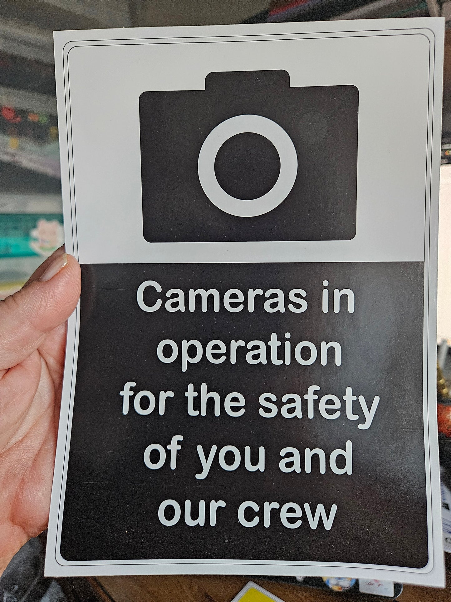 Cameras in operation HGV Stickers / Signs on White Vinyl for Bumpers of vehicles
