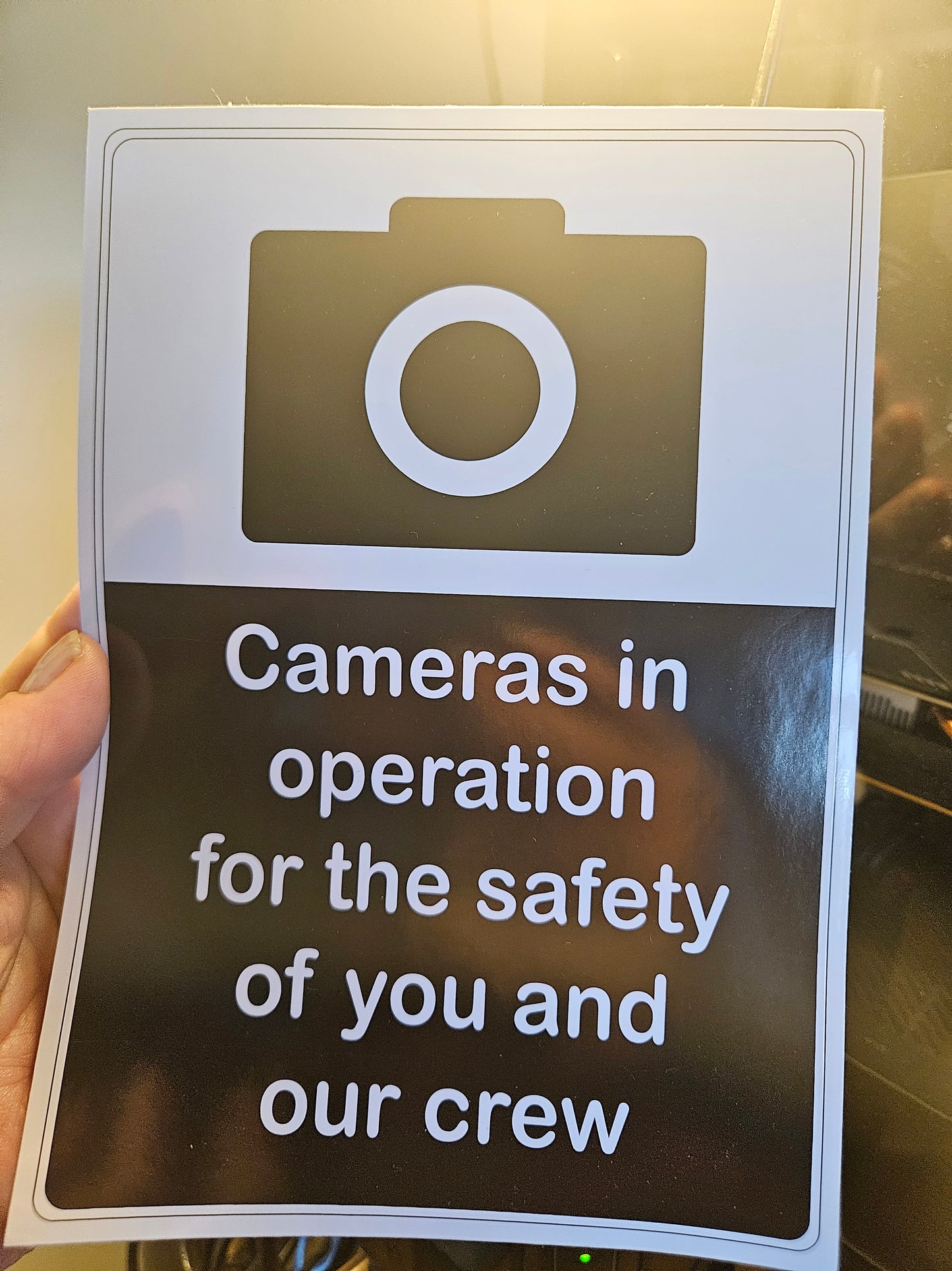 Cameras in operation HGV Stickers / Signs on White Vinyl for Bumpers of vehicles
