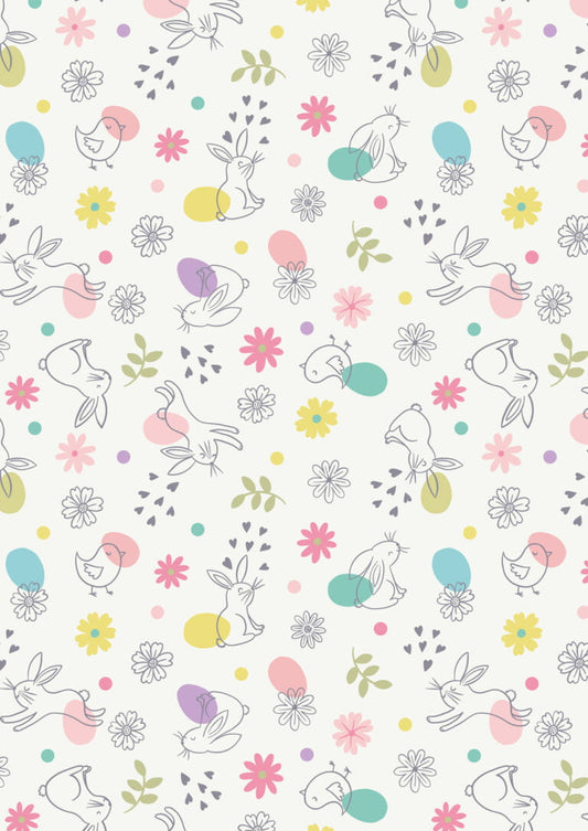 Spring Treats  - Chicks & bunnies on cream by Lewis & Irene - by the Length & Fat Quarter