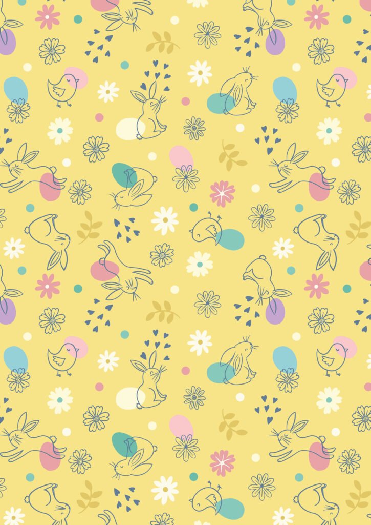 Spring Treats  - Chicks & bunnies on yellow by Lewis & Irene - by the Length & Fat Quarter