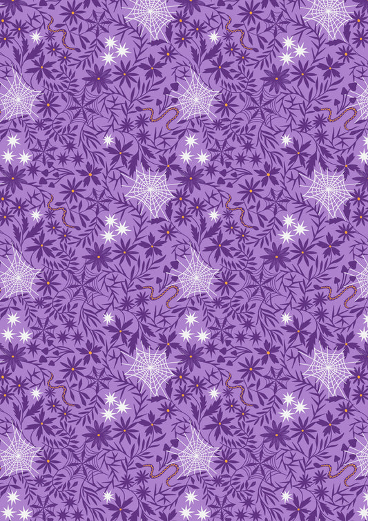 Floral Cobwebs on Light Purple (glow in the dark) - by Lewis & Irene - Pre-Order