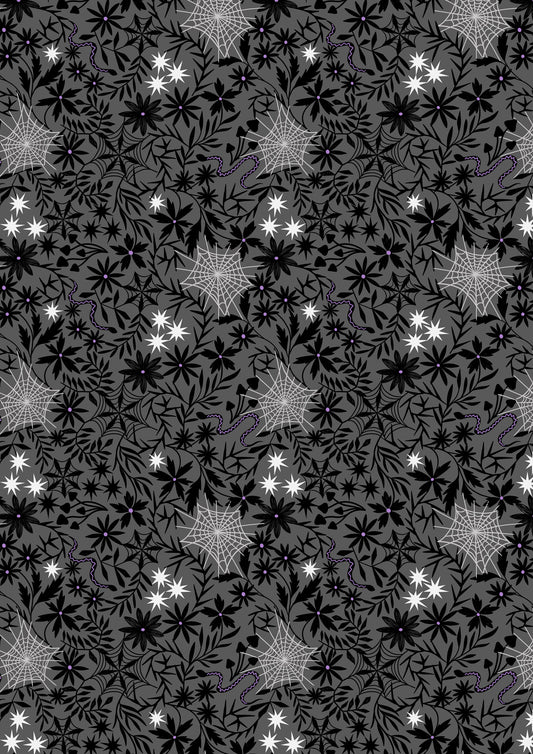 Floral Cobwebs on Grey (glow in the dark) - by Lewis & Irene